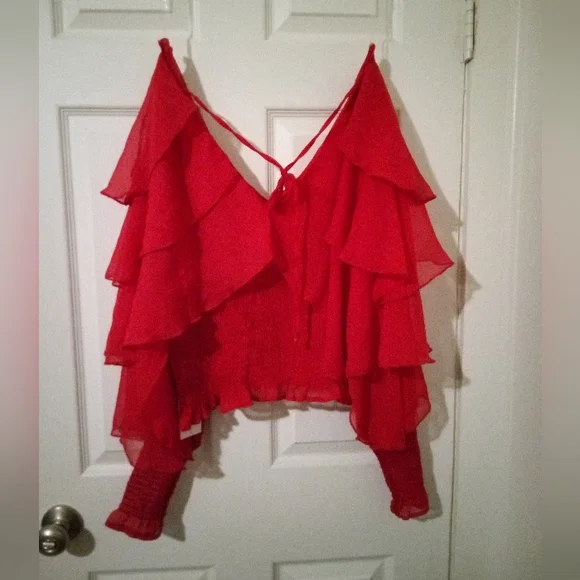 Live 4 truth red ♥️ flowy see through top - Picture 2 of 4